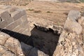 Remains of the outer walls on the ruins of the great Hospitaller fortress - Belvoir - Jordan Star - located on a hill above the