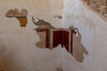 Remains of paintings on the walls of internal buildings in the ruins of the Masada - is a fortress built by Herod the Great on a