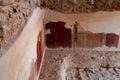 Remains of paintings on the walls of internal buildings in the ruins of the Masada - is a fortress built by Herod the Great on a