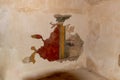 Remains of paintings on the walls of internal buildings in the ruins of the Masada - is a fortress built by Herod the Great on a