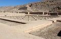 Remains of the palace of 100 columns and the tomb of persian king Artaxerxes, Persepolis Royalty Free Stock Photo