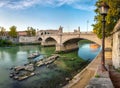 Remains of the Pons Neronianus in Rome Royalty Free Stock Photo