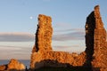 Remains of Reculver Church Bathed in Late Afternoon Sun in Winter at Reculver in Kent on Royalty Free Stock Photo