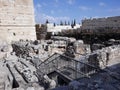 Remains of Robinson`s Arch along the western wall of the Temple Mount. Royalty Free Stock Photo