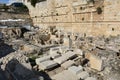 Remains of Robinson`s Arch along the western wall of the Temple Mount.