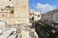 Remains of Robinson`s Arch along the western wall of the Temple Mount. Royalty Free Stock Photo