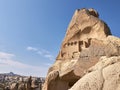 Remains of rock-cut christian temples at the rock site of Cappadocia near Goreme