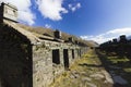 Remains of a row of small slate lodgings known as the Anglesey Barracks at Dinorwic Quarry, Llanberis, North Wales