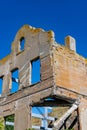 Remains of the ruined Wardens House in Alcatraz Island Prison San Francisco California. This is residence of the warden of the