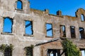 Remains of the ruined Wardens House in Alcatraz Island Prison San Francisco California. This is residence of the warden of the