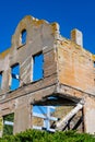 Remains of the ruined Wardens House in Alcatraz Island Prison San Francisco California. This is residence of the warden of the