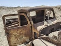 Remains of an old abandoned truck in the desert Royalty Free Stock Photo