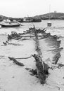 Remains of sailing boat wreck on Island of Tiree