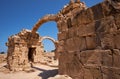 The remains of  Saranta Kolones castle. Paphos Archaeological Park. Cyprus Royalty Free Stock Photo