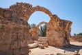 The remains of  Saranta Kolones castle. Paphos Archaeological Park. Cyprus Royalty Free Stock Photo