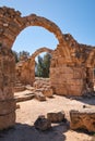The remains of  Saranta Kolones castle. Paphos Archaeological Park. Cyprus Royalty Free Stock Photo