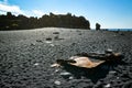 Remains of shipwreck on Djupalonssandur beach in Iceland Royalty Free Stock Photo