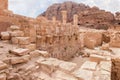 Remains of side street with an arched ceiling in a Roman city in the Nabataean Kingdom of Petra in the Wadi Musa city in Jordan Royalty Free Stock Photo