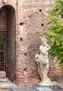 The remains of the statue in the inner courtyard of the Sforzesco Castle - Castello Sforzesco in Milan, Italy Royalty Free Stock Photo