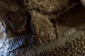 Remains of stone carving in the interior of the cave of St. Hieronymus under the Chapel of Saint Catherine in Bethlehem in