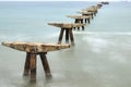 Remains of the structure of an old dock in the Port of Sagunto Royalty Free Stock Photo