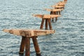 Remains of the structure of an old dock in the Port of Sagunto Royalty Free Stock Photo