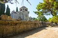 The remains of the temple of Athina Polias on a Filerimos Hill in Rhodes Royalty Free Stock Photo