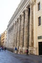 Remains of the temple of Hadrian in Rome Italy