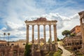 Remains of Temple of Saturn in roman forum Royalty Free Stock Photo