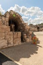 Remains of a tunnel under the podium at the ruins of the Beit Guvrin amphitheater, near Kiryat Gat, Israel Royalty Free Stock Photo