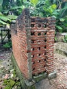 the remains of a wall of a house that has collapsed