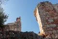 Remains of walls and buildings in the Yehiam fortress