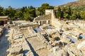 Remains of walls, Foundation with building structure, view of ruins of Knossos Palace, Crete, Greece Royalty Free Stock Photo