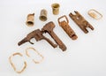 Remains of weapons and mortar shells. Spanish civil war Royalty Free Stock Photo