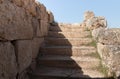 Remains of well-preserved stone steps in the ruins of the outer part of the palace of King Herod - Herodion,in the Judean Desert