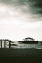 Remains of the west pier on brighton beach, England Royalty Free Stock Photo