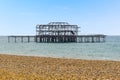 The remains of the West Pier of shore at Brighton, UK Royalty Free Stock Photo