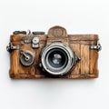 Remanufactured Retro Camera In Wood: Functional Aesthetics Inspired By Online Culture Royalty Free Stock Photo