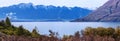 Remarcables mountains, Lake Wakatipu panorama, Queenstown, New Zealand Royalty Free Stock Photo