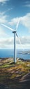 Extra-tall image of a solitary wind turbine Royalty Free Stock Photo