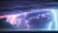 A Remarkable Image Of A Lightning Storm In The Sky Over A Beach AI Generative