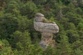 Remarkable rock called La Poule de Houdan in Cevennes National Park, UNESCO World Heritage Site Royalty Free Stock Photo