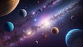 A Remarkable View Of The Planets And Their Satellites In The Outer Space AI Generative Royalty Free Stock Photo