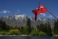 Remarkables mountains and flag