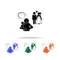 remarriage and abandoned children multicolor icons on whte background Royalty Free Stock Photo