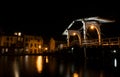 Rembrandt bridge over Rijn in Leiden at night