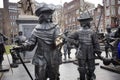 Rembrandt statue on Rembrandtplein - Rembrandt Square both named after famous painter Rembrandt van Rijn Royalty Free Stock Photo