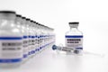 Remdesivir antiviral injectable drug vaccine medicine vial Covid-19 Corona Virus 2019-ncov syringe injection. Vaccination, Royalty Free Stock Photo