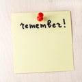 Remember note on paper post it Royalty Free Stock Photo