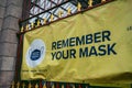 Remember your mask sign on Central market in Jersey Island